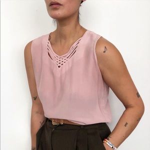 Vintage silk cross neck tank